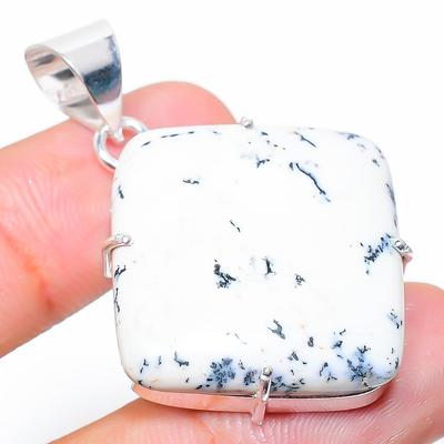 Natuurlijke Dendriet Opaal Edelsteen 925 Sterling Zilver Cadeau Hanger 1,73" S0b21