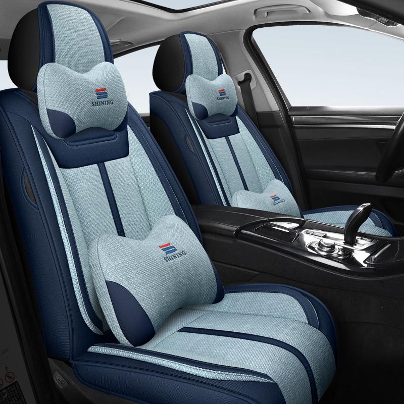 Linen Car Seat Cushion for Tiida, Qashqai, Sylphy, Teana, Sunny, Livina & Bluebird - Full Coverage