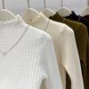 Halbhoher Kragen Holzohr Strickshirt Herbst und Winter Einfarbig Rippstrickpullover Slimbase Innentop