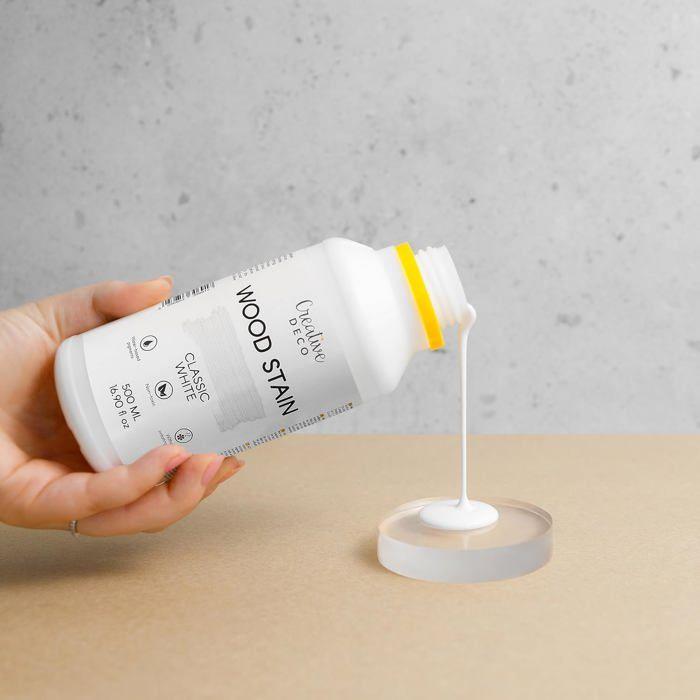 Teinture Bois - CREATIVE DECO - Blanc - 500 ml - A Base d'Eau - Résistante aux Intempéries