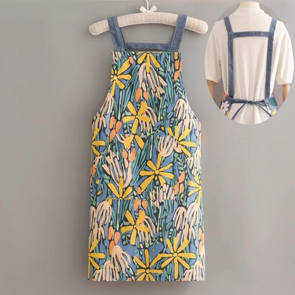 Stain Resistant Kitchen Apron Thin Cooking Apron Creative Canvas Apron Cooking