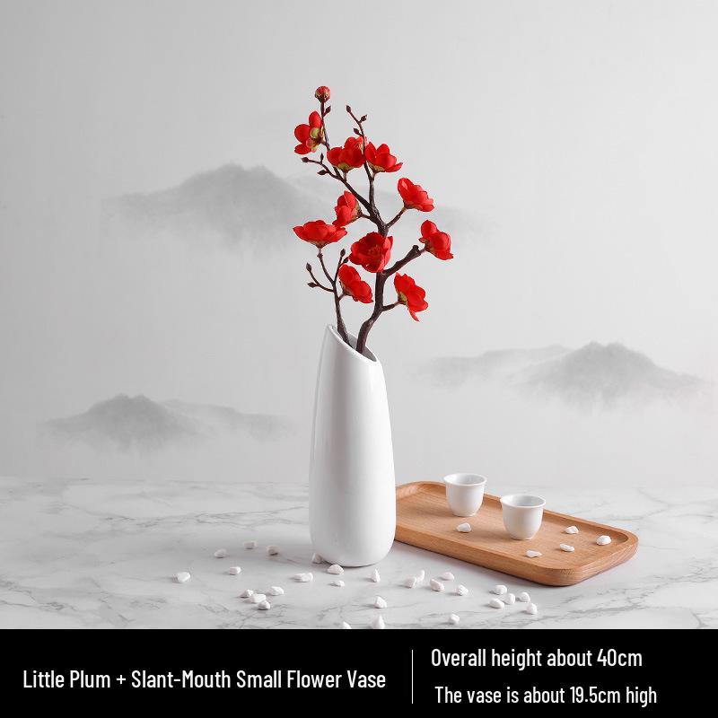 Wintersweet Bonsai Arrangement: Artificial Plum & Peach Blossom Branches for Indoor Living Room Decor