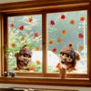 Squirrel Leaf Window Decor - Cute Squirrel and Red Maple Autumn Healing Stickers