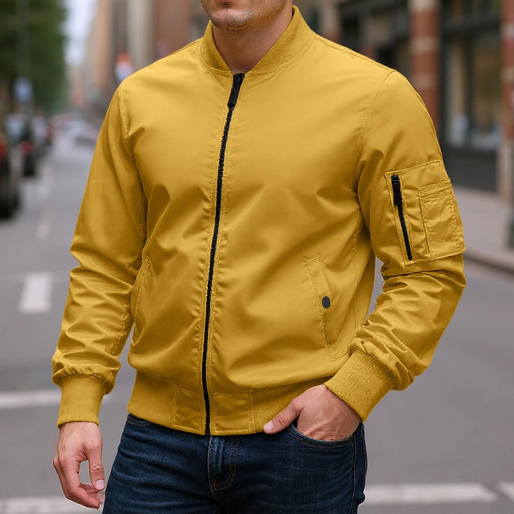 Men's Relaxed-Fit Casual Workwear Baseball Jacket Long-Sleeve Outerwear