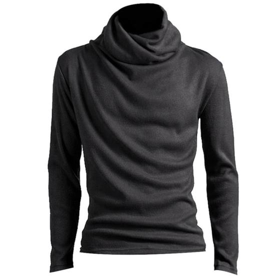 Schickes Herren Einfarbiges Stehkragen Langarm Pullover Unterhemd Slim T-Shirt