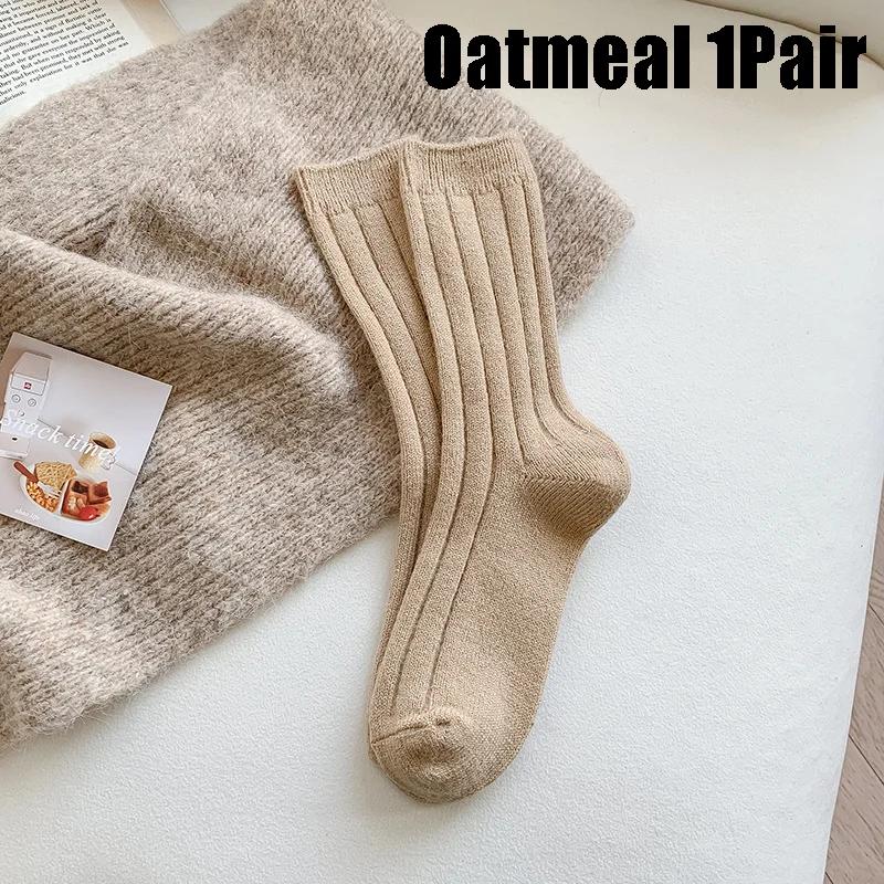 Novas meias de inverno femininas, meias de lã de caxemira, grossas, quentes, meias femininas, meias japonesas, moda harajuku, cor sólida, meias térmicas longas