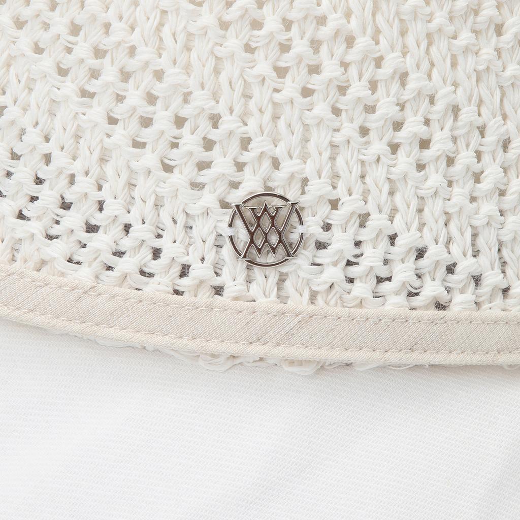 ANEW GOLF Women Raffia Mix Bucket Hat_Wh