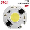 5pcs Chip COB LED Lamp Real Power 3W 5W 7W 10W 12W Y27 LED Lamp Bulb 220V IP65 Input Smart IC For DIY LED Flood Light Spotlight