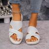 Women's Thick-Soled Cross-Strap Beach Sandals - New European & American Fashion Summer Toe-Covering Flats.