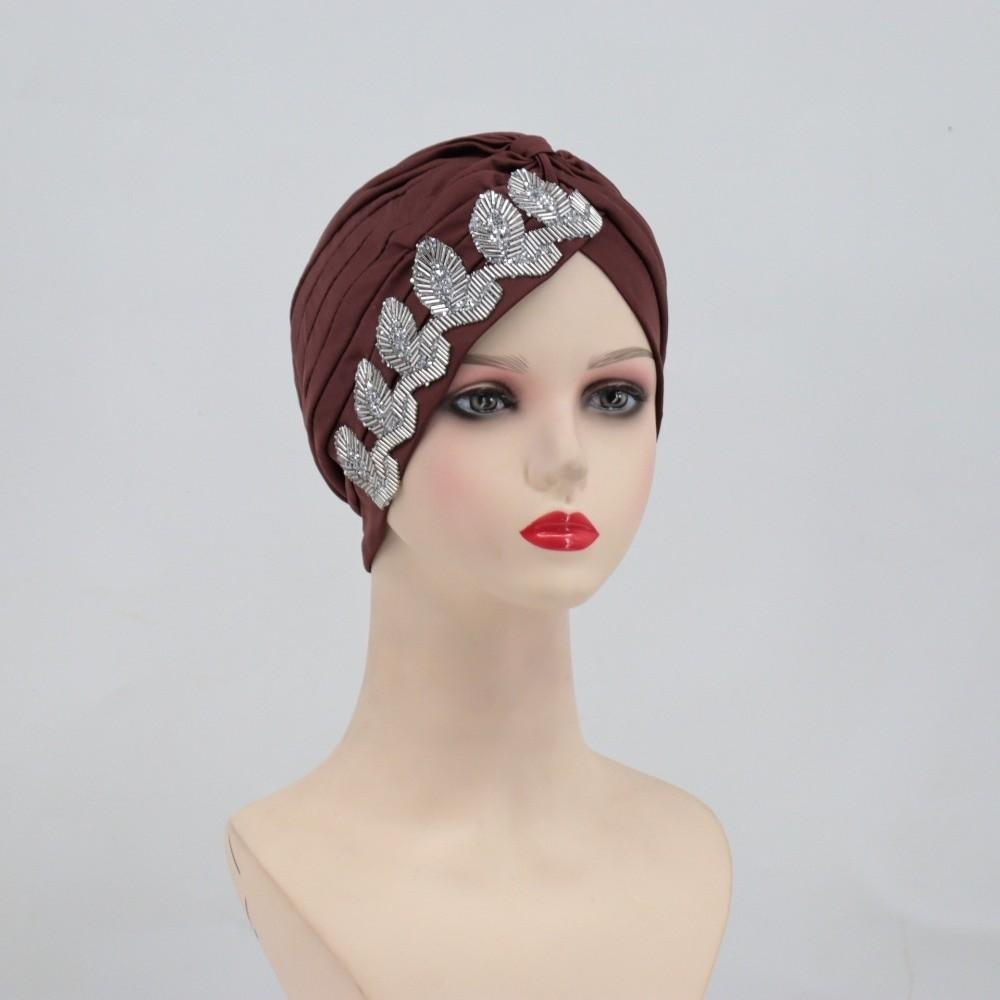 Solid Color Cross Knot Headwrap Versatile Headwrap Hat New Side Leaf Rhinestones Headscarf  Party