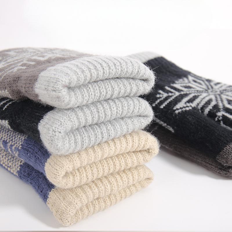 Dzianinowe rękawiczki dwuwarstwowe dla mężczyzn jesienno-zimowe ciepłe i odporne na zimno żakardowe rękawiczki do ekranów dotykowych z grubym aksamitem rękawiczki do ekranów dotykowych