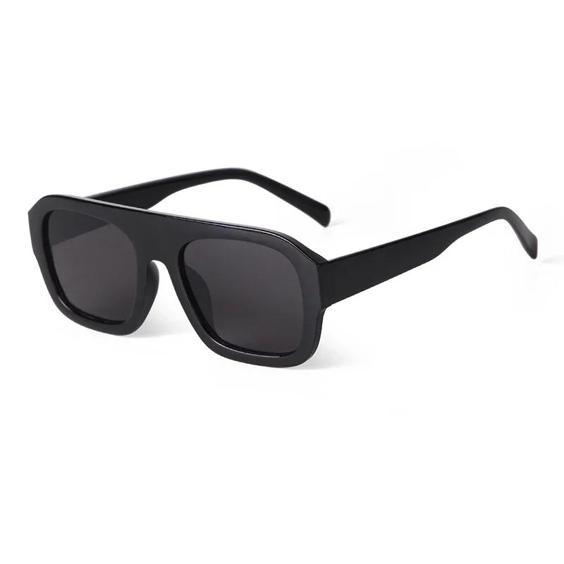 STORY Fashion Flat Top Large Square Sunglasses Women Men New Designer Trendy Leopard Blue Lens Oversize Sun Glasses S3917