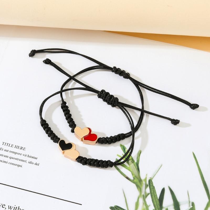 Personalized ID Couple Bracelets Handmade Braided Rope Wrist Bangle for Men Women Friendship,Adjustable Heart Bracelets
