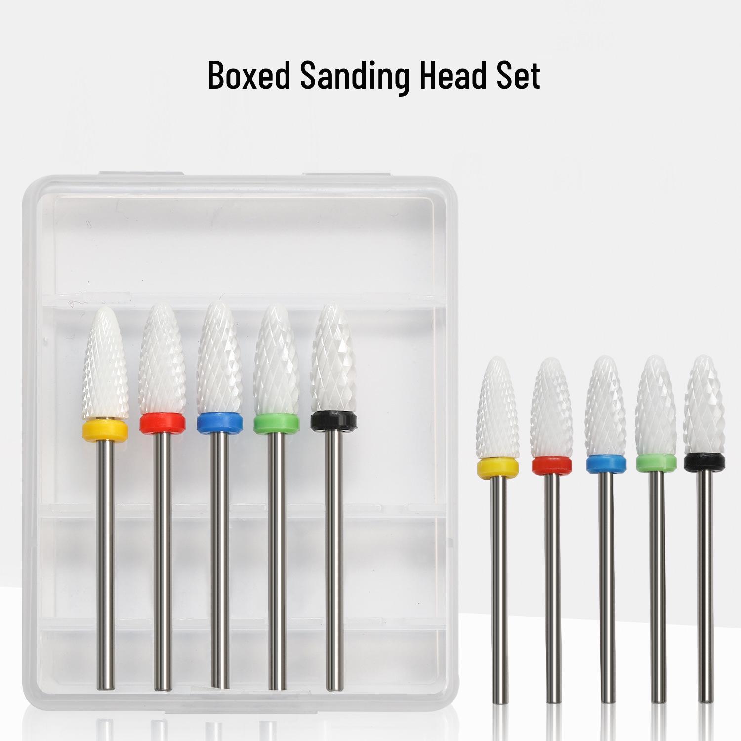 Nail Polishing Set: Ceramic Buffing Head, Nail & Gel Polish Remover, Corn & Rocket Heads, Cuticle Remover, Universal Drill Bit Remover.