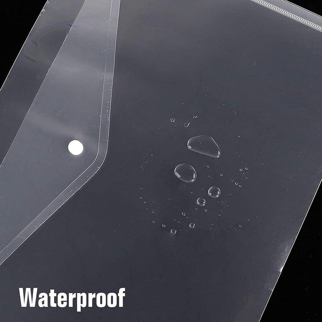 1-3PCS A4 Poly Envelope Folder with Snap Button Clear Waterproof Plastic Document Protector for School Home Office Organization