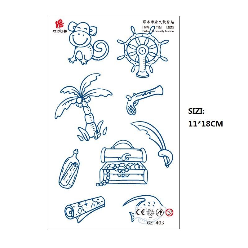 Herbal Juice Long-Lasting Non-Reflective Tattoo Sticker Gradual Change Non-Reflective Gz Series Keep For 15 Days