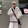 Trendiges Loose-Fit-Set aus Jacke und Hose für Herren: Einfarbiger koreanischer Stil für Frühling und Herbst