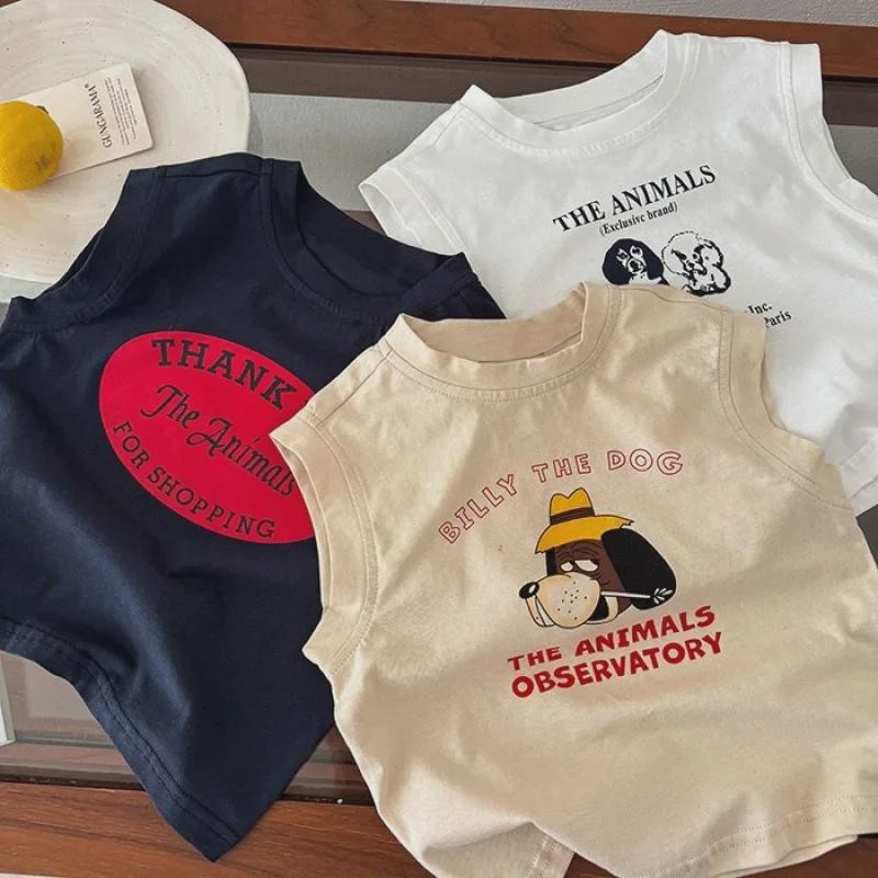 Children's Summer Cartoon Print Sleeveless Cotton Vest