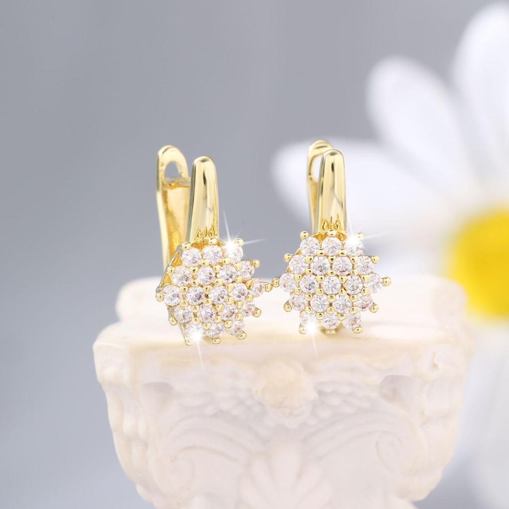 Elegant Sunflower Zircon Ear Cuff Earrings: High-End Luxury Fashion