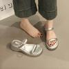 Gentle thick-soled wedge cool slippers women's new summer one-word drag sweet and elegant sandals