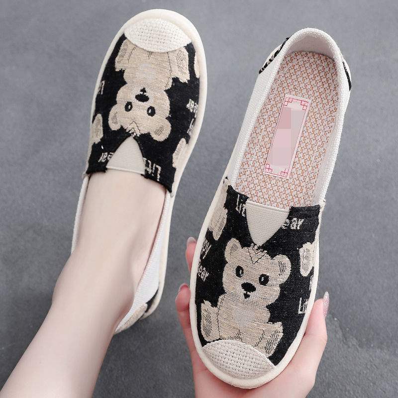 Cloth shoes female old Beijing lazy shallow mouth shoes flat sole single shoes soft sole 35 standard code