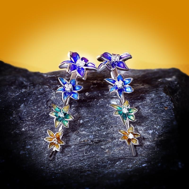 Fashion Tassel Long Section Earrings for Women Flower Earrings Handmade Enamel Epoxy Ladies Jewelry Elegant Ladies Jewelry