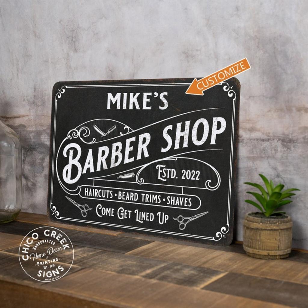 Custom Barber Shop Metal Sign Wall Decor Personalized Gift