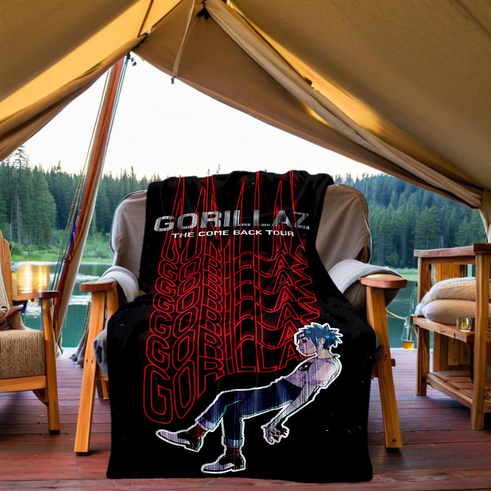1pc Gorillaz Tour Outdoor Blanket Lightweight Flannel, All-Season Use for Sofa, Bed, Travel, Camping, Living Room, Office, Couch046
