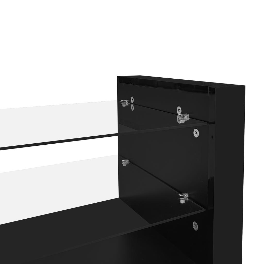 Set Mobile TV da Parete, Mobile TV Nero + Tavolino Nero, Mobile da Parete Nero Lucido, Set Soggiorno, Set Lucido con Luci LED