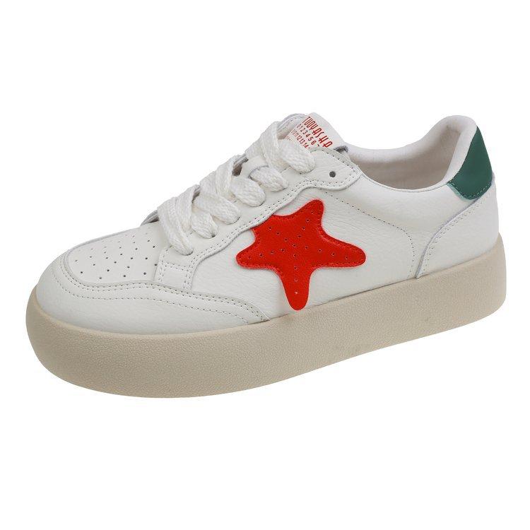 

Ziyan Xiaobai женские туфли корейская версия с юбкой звезды универсальные повседневные спортивные туфли на толстой подошве цветные нескользящие на плоской подошве 35 красный