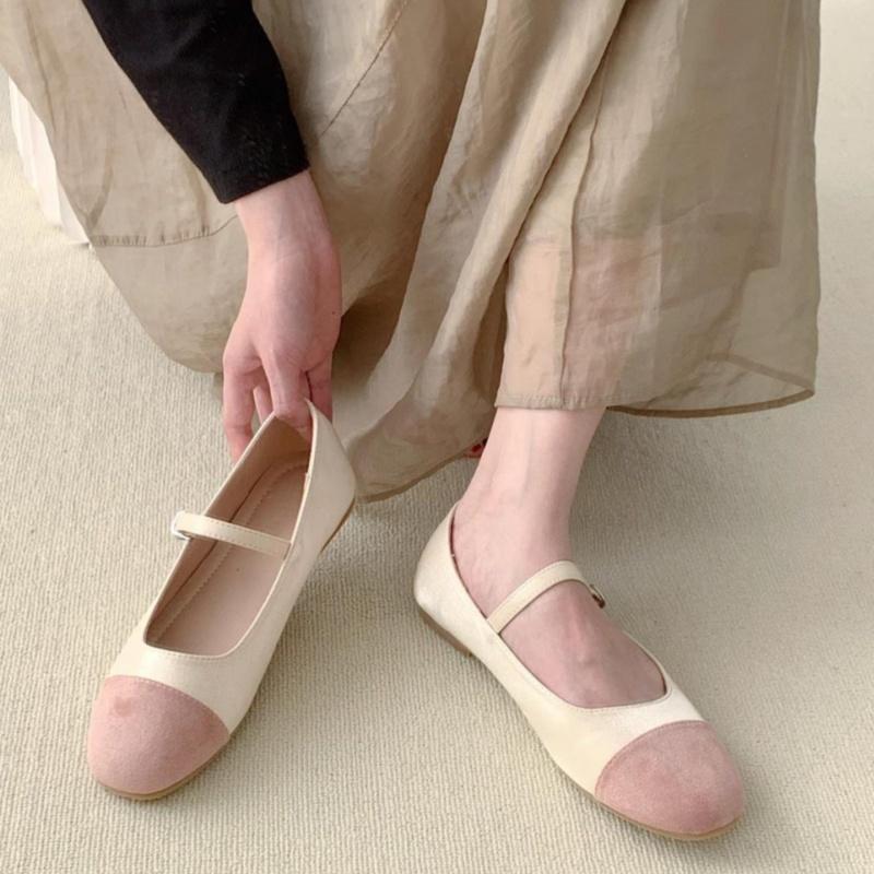 Moda 2025 Jesień Nowy Zwięzły Styl Damskie Płaskie Buty Buty Mary Jane Płaskie Projektant Elegancki Kolorowy Blok Miękka Podeszwa Damskie Buty