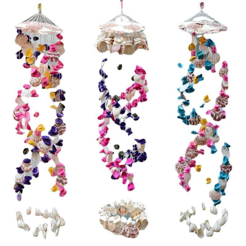 Colorful Shell Wind Chime Decoration Creative Door Window Decor Wind Chime Mediterranean Style Wrapped Wind Chime Hanging Decor