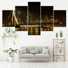 Canvas Painting City Night View and Bridge 5 Pieces Wall Art Painting Modular Wallpapers Poster Print for Living Room Home Decor