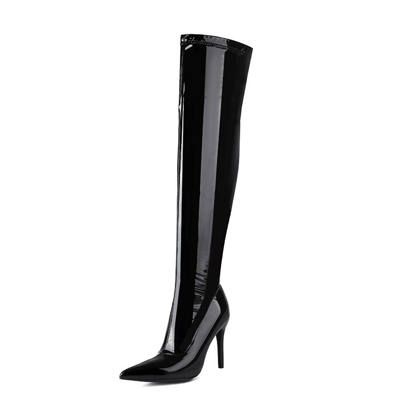 

Ботильоны большого размера с острым носком и ультратонким каблуком, подчеркивающие фигуру, ботфорты выше колена, боковая молния, дышащая подкладка, новые длинные сапоги 38