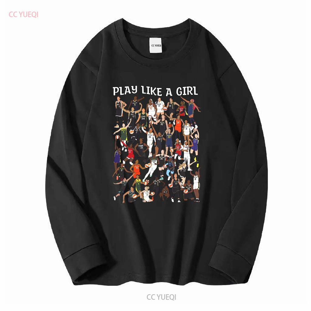 Spiele wie ein Mädchen WNBA Spieler Trikot T-Shirt lang- oder kurzärmlig Vintage gewaschen Weich Bequem Vielseitig homme Stilvoll