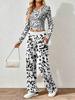 Spring and Autumn Ladies V-Neck Long Sleeve Pants Set Comfortable Casual Versatile Slim Two-piece Set