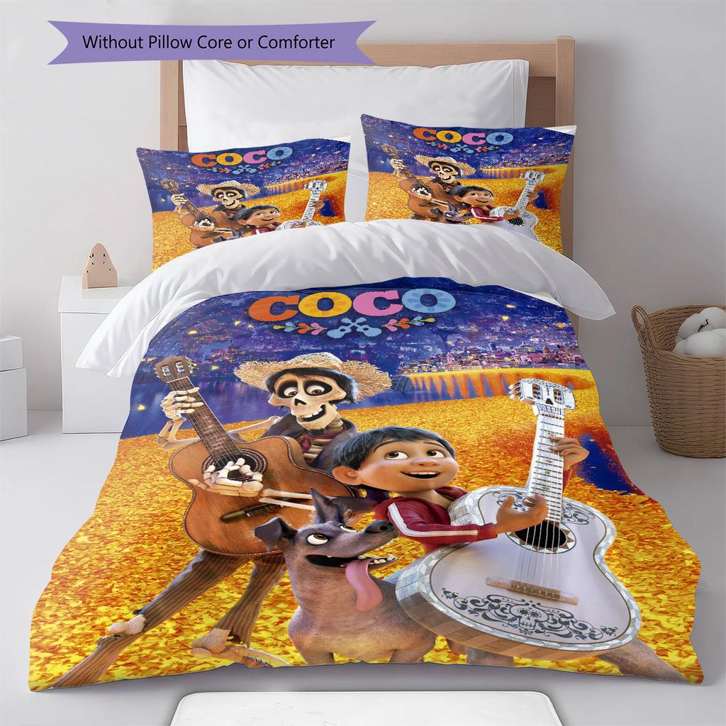COCO Pattern Bedding Home Decoration Birthday Gift ( 1 duvet cover + 2 pillowcase, without core),fan merchandise.