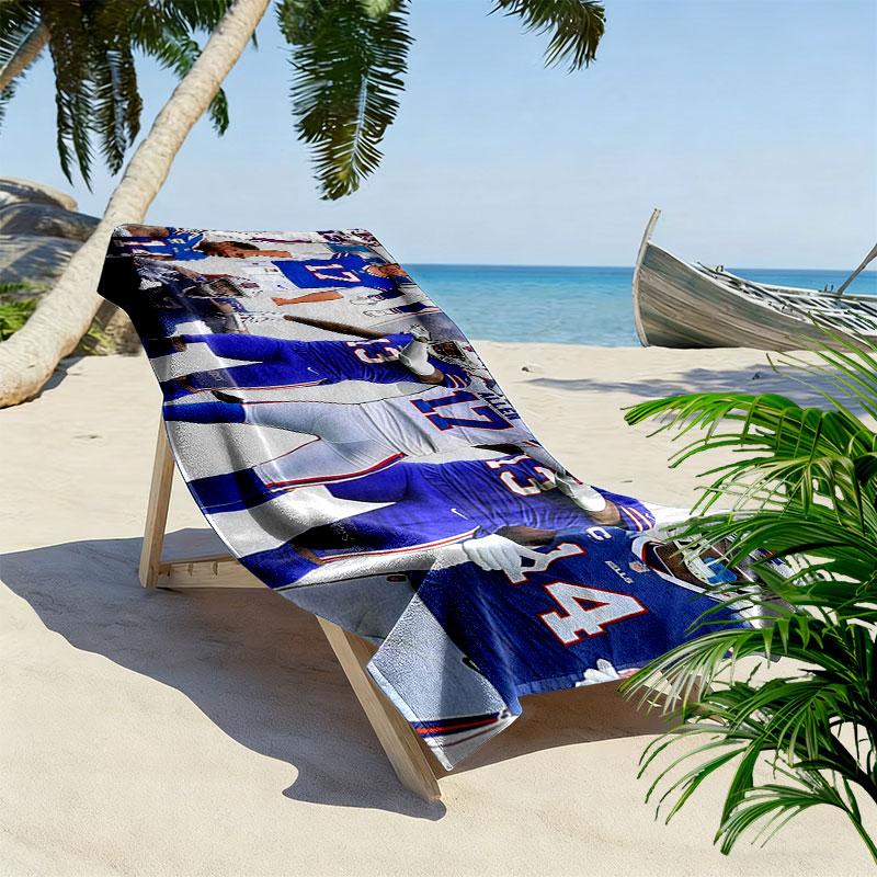Buffalo Bills Players Print Beach Towel, Large Soft Quick Dry Towel for Beach Camping Swimming