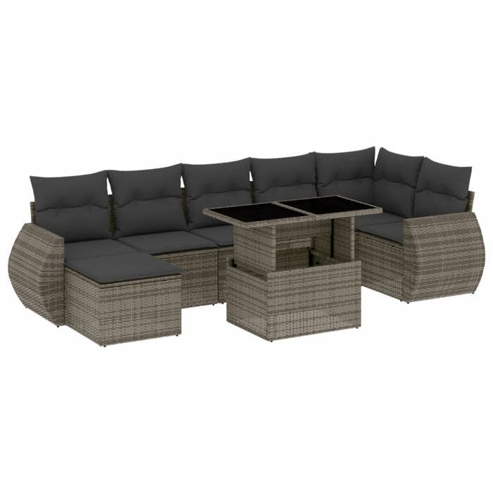 VidaXL Salon de jardin 8 pcs avec coussins gris résine tressée 3268690
