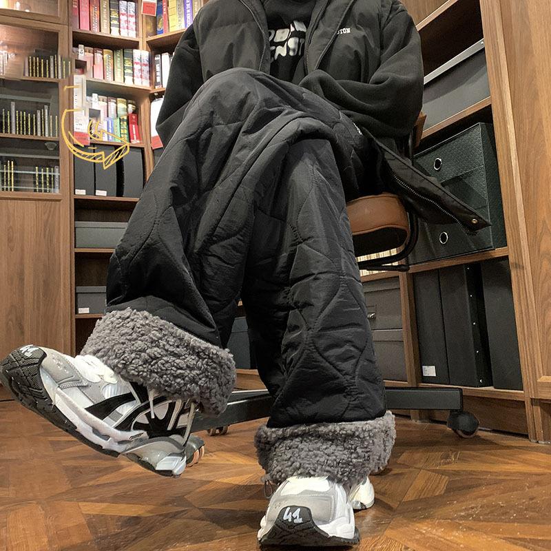 Tykkere fleeceforede bomullsbukser for kvinner Varm avslappet kuldebestandig ekstrem kulde bomull vide ben bukser dame