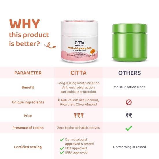 CITTA Feuchtigkeitsspendender Babybalsam für Gesicht und Körper mit 8 natürlichen Ölen & Sheabutter | Baby-Feuchtigkeitscreme für trockene & empfindliche Haut | 100 g