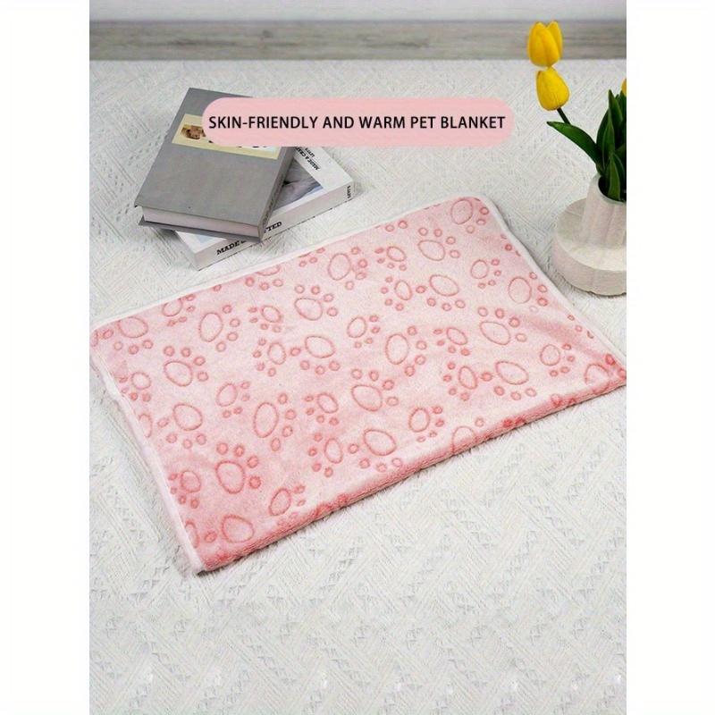 

1Pack Fluffy Pink Paw Print Dog Blanket In Super Soft Fiber - A Comfortable Sleeping Pad For Small Breed Dogs And Cats - Insulated, Pet Blanket S розовый