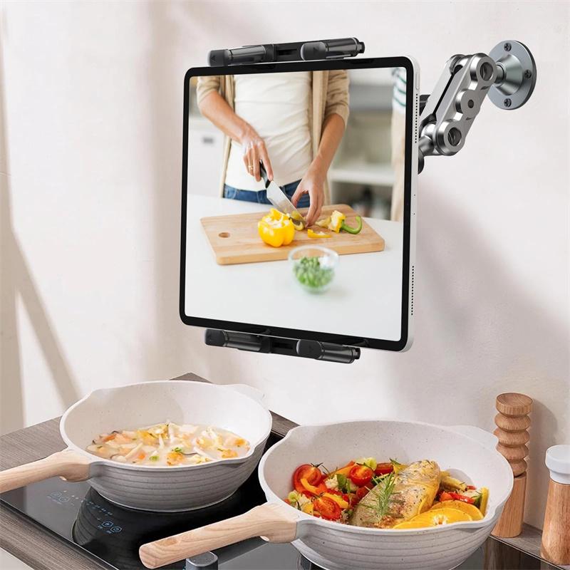 Auto Handyhalter Aluminium Schwerlast Bohrerbasis Tablet Halter Auto Halterung Armaturenbrett 360° Verstellbar 2-stufiger Ständer Für 4,7-13" Ipad