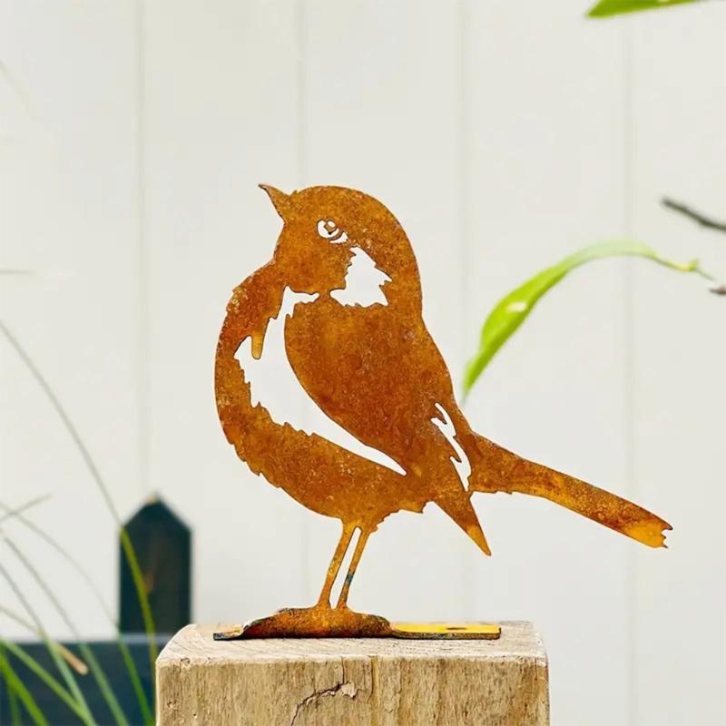 Antique Bronze Bird Shape Lawn Ornaments Durability Iron Garden Statues Easyly Install Natural Garden Ornaments