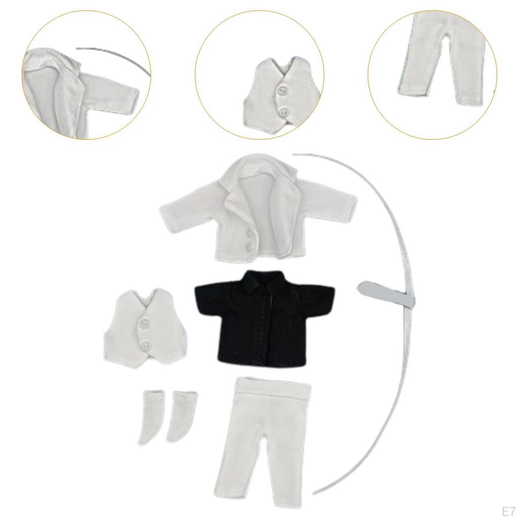 1/12 Doll Clothes, Handmade Full Suit, Costume with Jacket Pants for 6in Model Year Gifts