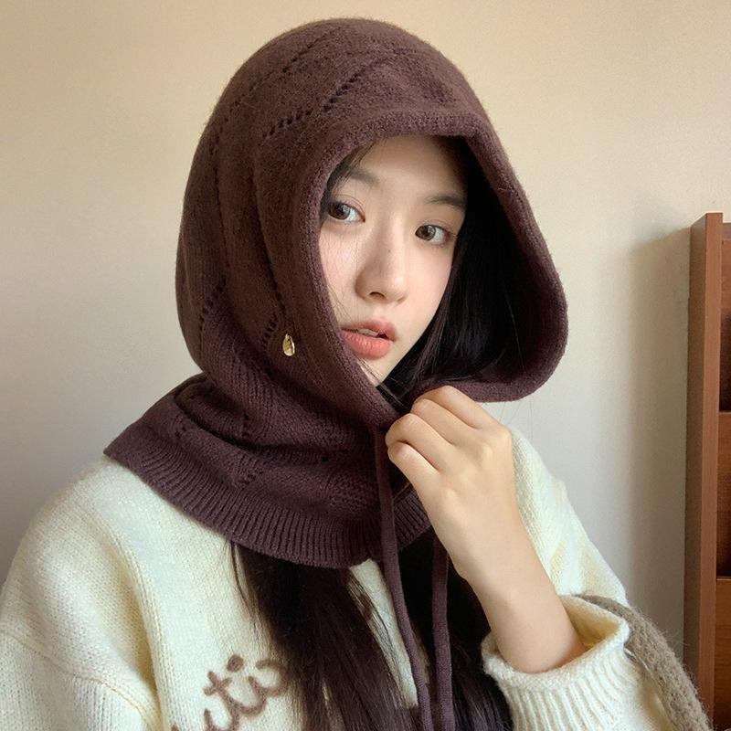 Women'S Winter Soft Beanie Hoodie Balaclava Hooded Scarf - Thermal Face Mask & Neck Gaiter, Stretchy Adjustable Drawstring Closure, Windproof