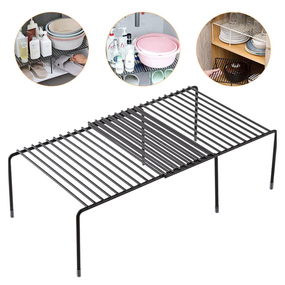 Retractable Shelf Kitchen Counter Expandable Rack Cabinet Organizer Cabinets Stackable Shelves 57x23cm чёрный