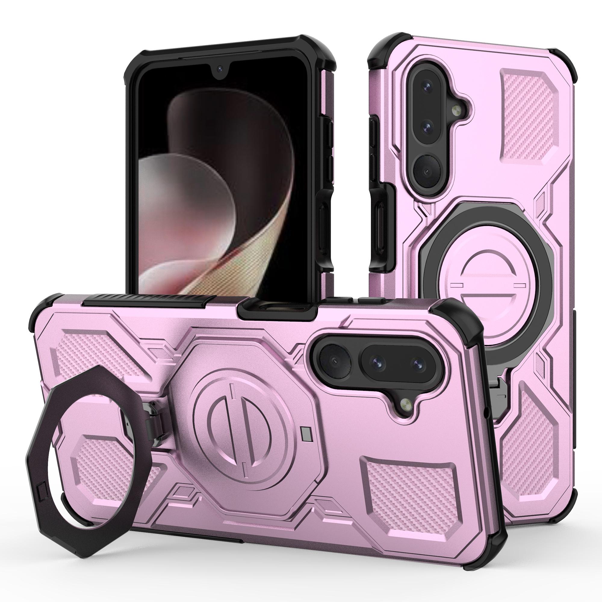 

For Samsung Galaxy M36 5G Magnetic Case Rotating Metal Kickstand Shockproof PC + TPU Phone Back Cover D
