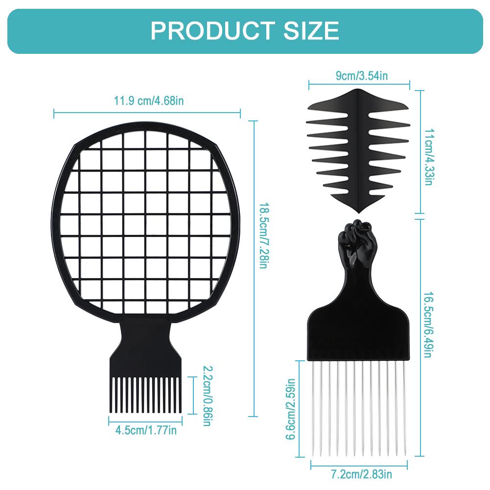 Hair comb 3pcs for 1set Afro Comb Metal Pick Comb Hairstyle tools