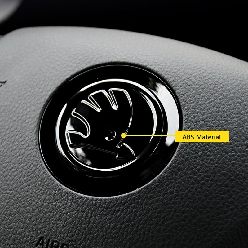 VMAD6 46mm ABS Steering Wheel Logo Emblem Protective Cover Dustproof Oil Resistant Car Central Decoration Badge For Skoda Superb Fabia